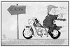 Cartoon: Trump und seine Harley (small) by Kostas Koufogiorgos tagged karikatur,koufogiorgos,illustration,cartoon,trump,harley,davidson,motorrad,usa,strafzoll,wirtschaft,europa,richtungswechsel