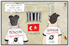 Cartoon: Türkei (small) by Kostas Koufogiorgos tagged karikatur,koufogiorgos,illustration,cartoon,tuerkei,oezil,erdogan,gündogan,gefängnis,zelle,demokratie,trikot,werbung