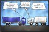 Cartoon: Ukraine-Konflikt (small) by Kostas Koufogiorgos tagged karikatur,koufogiorgos,illustration,cartoon,russland,ukraine,eu,import,export,sanktionen,hilfsgüter,krieg,konflikt,lkw,lastwagen,politik