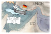 Cartoon: Union und SPD (small) by Kostas Koufogiorgos tagged karikatur,koufogiorgos,union,spd,engstelle,kabinett