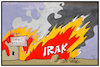 Cartoon: Unruhen im Irak (small) by Kostas Koufogiorgos tagged karikatur,koufogiorgos,illustration,cartoon,irak,unruhe,chaos,westen,ursache,wirkung,feuer,brand