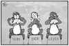 Cartoon: Von der Leyen (small) by Kostas Koufogiorgos tagged karikatur,koufogiorgos,illustration,cartoon,leyen,drei,affen,sehen,hoeren,sagen,unwissenheit,handy,daten,loeschung