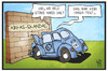 Cartoon: VW-Abgasskandal (small) by Kostas Koufogiorgos tagged karikatur,koufogiorgos,illustration,cartoon,vw,volkswagen,usa,markt,mauer,wand,crash,crashtest,betrug,wirtschaft,auto,automobilindustrie