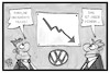 Cartoon: VW-Gewinnwarnung (small) by Kostas Koufogiorgos tagged karikatur,koufogiorgos,illustration,cartoon,vw,volkswagen,gewinn,abgas,skandal,dieselgate,chart,kurve,grafik,autobauer,wirtschaft,geld,profit