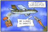 Cartoon: Waffen in den Irak (small) by Kostas Koufogiorgos tagged karikatur,koufogiorgos,illustration,cartoon,irak,waffen,flugzeug,rakete,angriff,abwurf,lieferung,bundeswehr,deutschland,politik