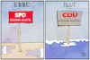 Cartoon: Wahl in Schleswig-Holstein (small) by Kostas Koufogiorgos tagged karikatur,koufogiorgos,wahl,schleswig,holstein,ebbe,flut,cdu,spd,umfrage,wasser,meer,gezeiten