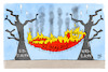 Cartoon: Waldbrände in Europa (small) by Kostas Koufogiorgos tagged karikatur,koufogiorgos,waldbrand,feuer,europa,norden,süden,hängematte,schlafen