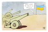 Cartoon: Warten auf schwere Waffen (small) by Kostas Koufogiorgos tagged karikatur,koufogiorgos,hilfe,waffen,ukraine,panzer,besuch