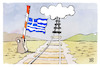 Cartoon: Zugunglück in Griechenland (small) by Kostas Koufogiorgos tagged karikatur,koufogiorgos,zug,unglück,schiene,gleise,griechenland,schranke,himmel,wolke