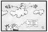 Cartoon: Zum Tod von Bud Spencer (small) by Kostas Koufogiorgos tagged karikatur,koufogiorgos,illustration,cartoon,bud,spencer,carlo,pedersoli,schauspieler,wolke,himmel,paradies,schlägerei,tod