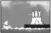 Cartoon: Zum Tod von Henning Voscherau (small) by Kostas Koufogiorgos tagged karikatur,koufogiorgos,illustration,cartoon,voscherau,hamburg,bürgermeister,abschied,meer,schiff