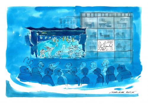 Cartoon: Überstunden (medium) by Marlene Pohle tagged jazzkonzert,in,stuttgart