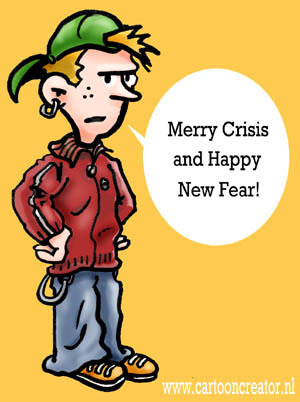 Cartoon: Merry Crisis (medium) by illustrator tagged merry,christmas,xmas,crisis,new,year,fear,peter,welleman,satire,cartoon,illustrator