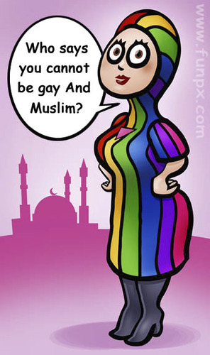 Cartoon: Muslim Lesbian Woman (medium) by illustrator tagged gay,queer,girl,woman,frau,muslim,mosk,islam,lesbian,rainbow,religion
