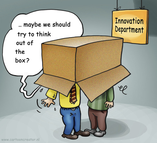 Cartoon: Out of the box (medium) by illustrator tagged box,thinking,thought,cliche,manager,department,innovation,inspiration,idea,box,black box,engstirnig,manager,department,unternehmen,führung,firma,boss,job,karriere,beruf,innovation,idee,entwicklung,ideen,black