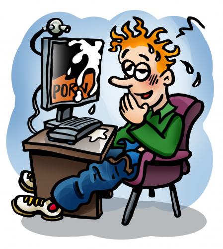 Cartoon: Satire about porn on web (medium) by illustrator tagged net,internet,guy,webcam,screen,sperm,release,cartoon,illustration,joke,gag