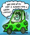 Cartoon: Green car (small) by illustrator tagged lifestyle,style,car,green,environment,driving,auto,mobility,umwelt,schutz,polution,cartoon,satire,bio,fuel,fashion,welleman,illustrator,comic,co2,clean,moving