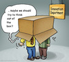 Cartoon: Out of the box (small) by illustrator tagged box thinking thought cliche manager department innovation inspiration idea