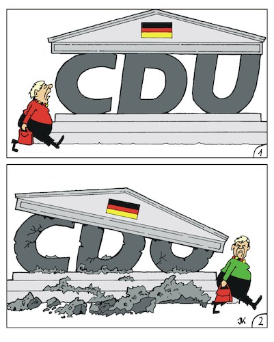 Cartoon: Ein Vorher-Nachher Cartoon (medium) by JotKa tagged politik,merkel,parteien,cdu,bundesregierung,politik,merkel,parteien,cdu,bundesregierung