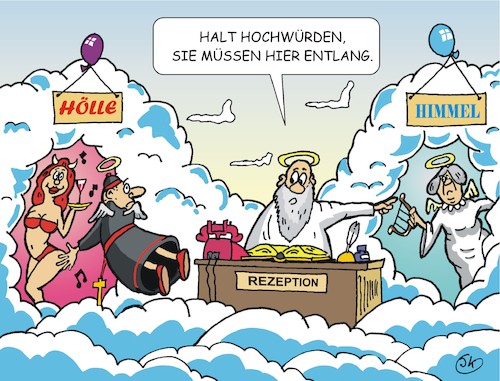 Cartoon: Himmel und Hölle (medium) by JotKa tagged himmel,hölle,leben,tod,glaube,religion,kirche,pfarrer,pastor,himmel,hölle,leben,tod,glaube,religion,kirche,pfarrer,pastor