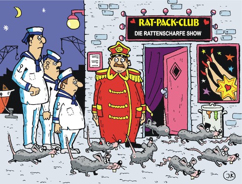 Cartoon: Rat Pack Club (medium) by JotKa tagged matrosen,bars,kneipen,erotik,hafen,freizeit,show,portier,ratten,matrosen,bars,kneipen,erotik,hafen,freizeit,show,portier,ratten
