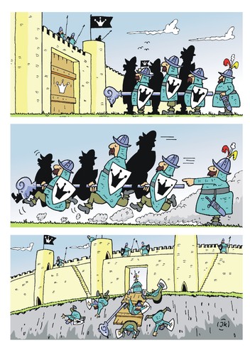 Cartoon: Reingefallen - In the trap (medium) by JotKa tagged burgen,schlösser,märchen,ritter,burgen,schlösser,märchen,ritter