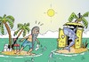 Cartoon: Besetzt (small) by JotKa tagged insel inselwitz hai schiffbruch gestrandet meer ozean fische umwelt natur sonne mann schiff wc