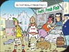 Cartoon: Fresh fish (small) by JotKa tagged leisure,tourism,tourist,travel,vacation,sun,beach,sea,marketplace,market,sales,stand,fish,fishery,fishing,flounder,fresh,herring,sport,club