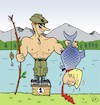 Cartoon: Herr P. macht Urlaub (small) by JotKa tagged putin,trump,russland,sibirien,ferien,angeln,fisch,urlaub