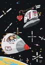 Cartoon: Im Orbit (small) by JotKa tagged weltraum space orbit raumflug raumstation astronauten satelit sputnik erde wohnwagen camper sex love rakete rocket liebe science fiction