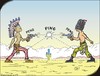 Cartoon: Schuss ins Knie (small) by JotKa tagged usa,russland,eu,ukraine,obama,putin,revolver,kaktus,wildwest,duell,schuss,knie,wüste
