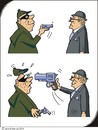 Cartoon: Überfall - Raid (small) by JotKa tagged räuber,überfall,raub,angriff,waffe,pistolen,groß,klein,bedrohung,überraschung,robbers,robbery,assault,weapon,guns,large,small,surprise,threat