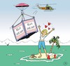 Cartoon: Woman on lonely island (small) by JotKa tagged island woman beach lake rescue sar airplane helicopter stylish ocean palms parachute