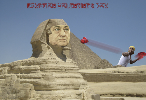 Cartoon: Egyptian Valentine s Day (medium) by azamponi tagged valentine,mubarak,egypt