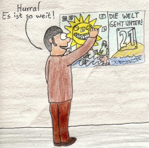 Cartoon: Maya-Kalender (medium) by Salatdressing tagged tod,weltuntergang,dezember,film,2012,mord,gewalt,schrecken,aberglaube,glauben