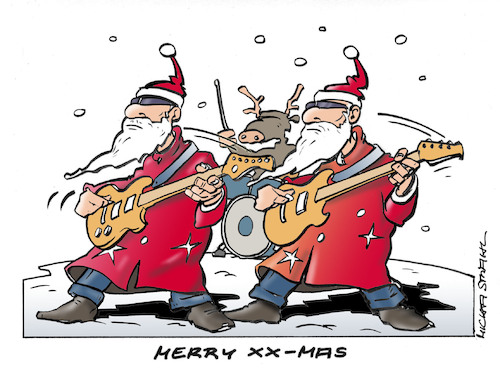 Cartoon: MERRY XX-MAS (medium) by Micha Strahl tagged micha,strahl,weihnachten,weihnachtsmänner,rocking,xmas,micha,strahl,weihnachten,weihnachtsmänner,rocking,xmas