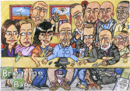 Cartoon: Walts Last Supper (medium) by maxardron tagged breaking,bad,breakingbad,fanart,bryancranston,walterwhite,vincegilligan