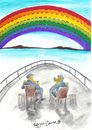 Cartoon: colors need boundaries (small) by CIGDEM DEMIR tagged sea,rainbow,color,soldier,boundary,ship,red,sky