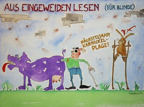 Cartoon: Aus Eingeweiden lesen... (medium) by Eggs Gildo tagged blinde,eingeweide,karnickel