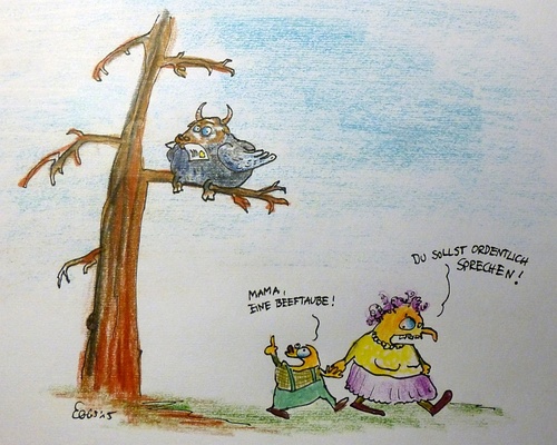 Cartoon: Beeftaube (medium) by Eggs Gildo tagged brieftaube,post,rinderzucht,erziehung