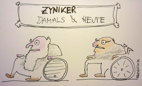 Cartoon: Zyniker - damals und heute (medium) by Eggs Gildo tagged zyniker,schäuble,kyniker,diogenes