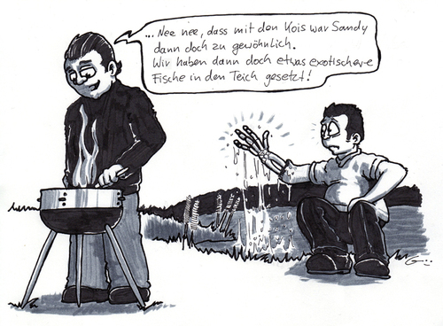 Cartoon: Exotisches (medium) by bertgronewold tagged fische,teich,knochen