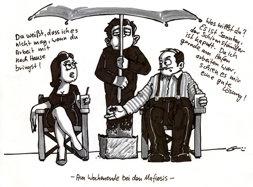 Cartoon: Sonnenschutz (medium) by bertgronewold tagged mafia,sonnenschutz,betonfüsse