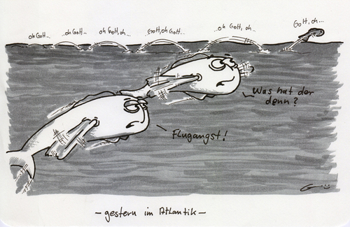 Cartoon: Unnatürlich (medium) by bertgronewold tagged fisch,flug,meer,flugangst,fliegende,fische