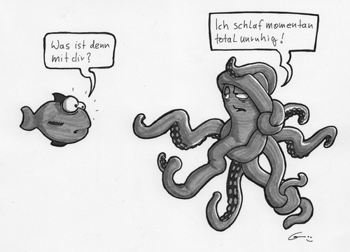 Cartoon: Unruhig (medium) by bertgronewold tagged krake,unruhe,schlaf
