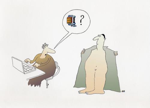 Cartoon: compressed file (medium) by bernie tagged computer,couple,exhibitionist,