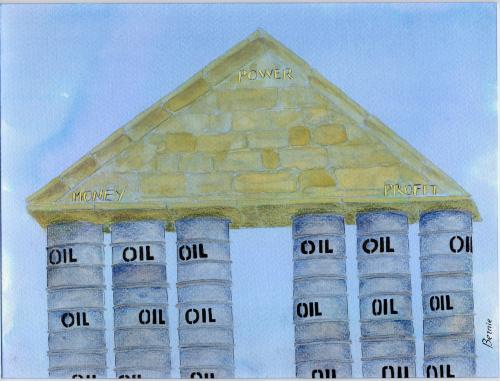 Cartoon: Oil Temple (medium) by bernie tagged oil,economy