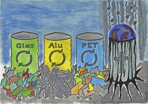 Cartoon: One way world (medium) by Marcello tagged müll,recycling
