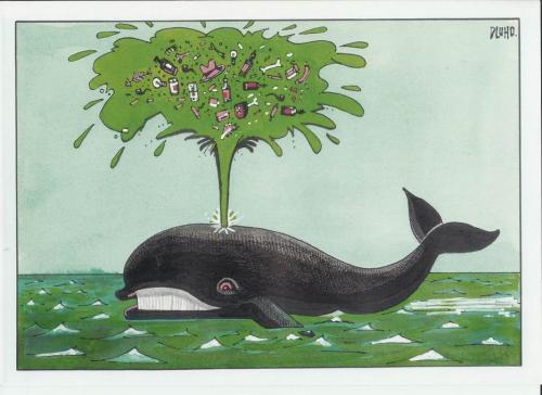 Cartoon: Whale (medium) by Dluho tagged water,whale,umweltverschmutzung,erderwärmung,g8 gipfel,global warming,globale erwärmung,klimawandel,meerespiegelanstieg,ozonloch,polarschmelze,treibhauseffekt,umwelt,umweltpolitik,umweltschutz,umweltzerstörung,wal,walfang,waljagd,meeressäuger,giganten,meer,ozean,see,müll,deponie,meeresverschmutzung,müllentlagerung,dreck,wasserverschmutzung,salzwasser,aussterben,bedroht,wwf,greenpeace,ökologie,ökosystem,öko,müllfontäne,g8,gipfel,global,warming,globale,erwärmung