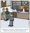 Cartoon: Checking Out (small) by Humoresque tagged library,libraries,check,out,outs,checking,book,books,reference,section,sections,policy,policies,librarian,librarians,science,catalog,cataloging,rule,rules,cop,cops,police,ogle,ogling,leer,leering,flirtation,flirting,flirtations,flirts